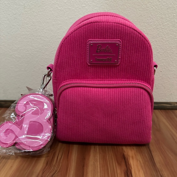 NWT Loungefly Barbie Corduroy Hot Pink Convertible Backpack - Picture 2 of 5